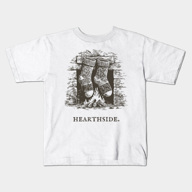 Cozy Fireplace Hearthside with Knit Socks Kids T-Shirt by TuncGK