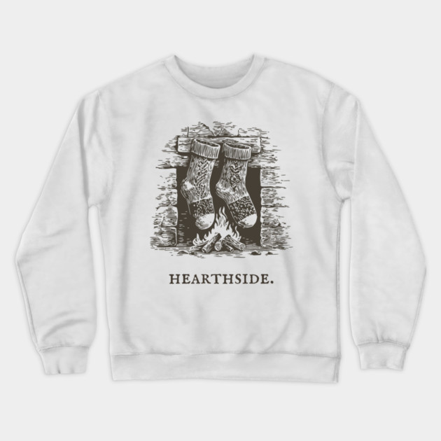Cozy Fireplace Hearthside with Knit Socks Crewneck Sweatshirt by TuncGK