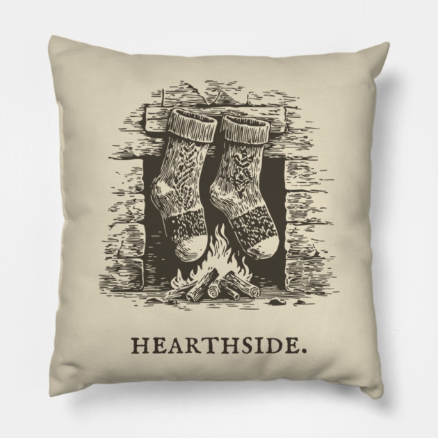 Cozy Fireplace Hearthside with Knit Socks Pillow by TuncGK