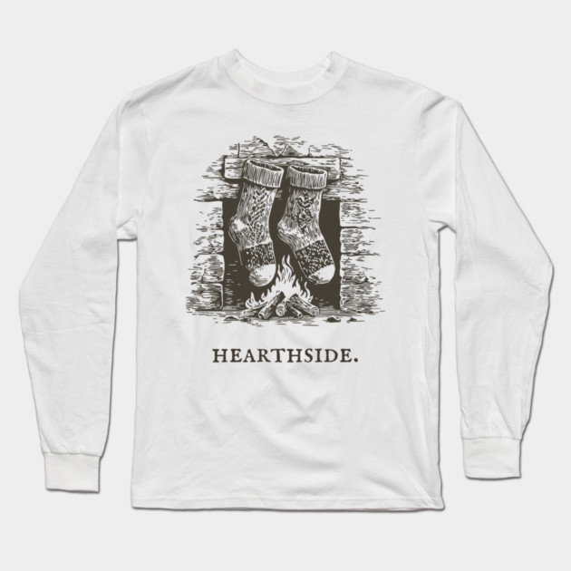 Cozy Fireplace Hearthside with Knit Socks Long Sleeve T-Shirt by TuncGK