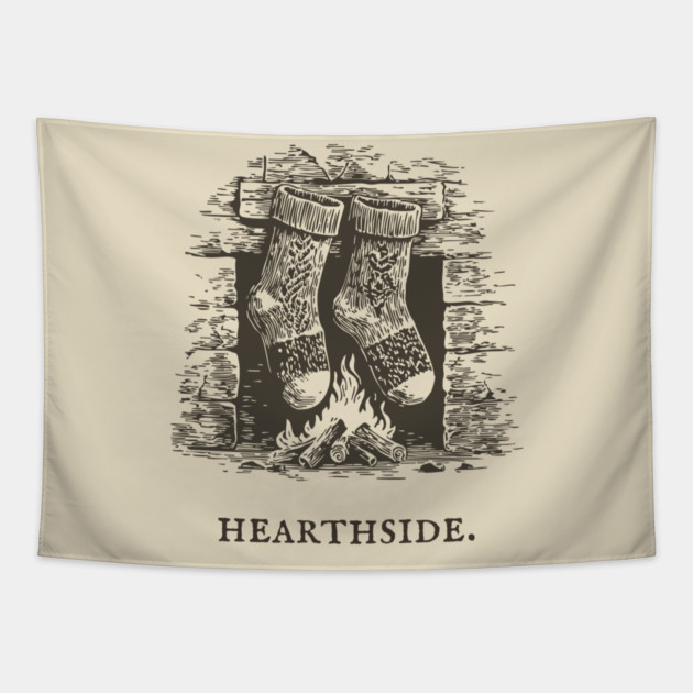 Cozy Fireplace Hearthside with Knit Socks Tapestry by TuncGK