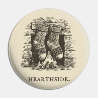 Cozy Fireplace Hearthside with Knit Socks Pin
