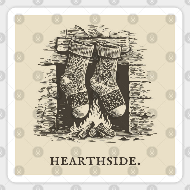 Cozy Fireplace Hearthside with Knit Socks Sticker by TuncGK