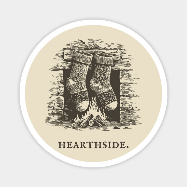 Cozy Fireplace Hearthside with Knit Socks Magnet by TuncGK