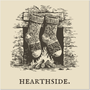 Cozy Fireplace Hearthside with Knit Socks Posters and Art