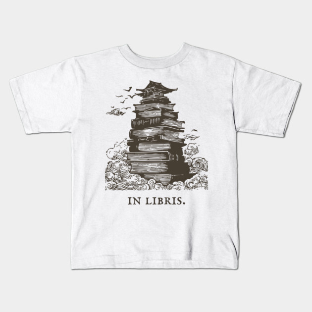 In Libris Tower of Books for the Scholar Kids T-Shirt by TuncGK