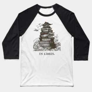 In Libris Tower of Books for the Scholar Baseball T-Shirt