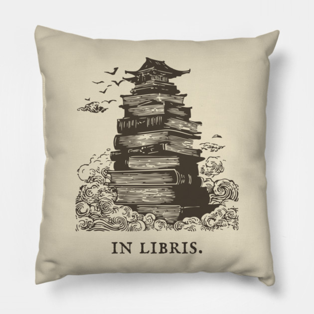 In Libris Tower of Books for the Scholar Pillow by TuncGK