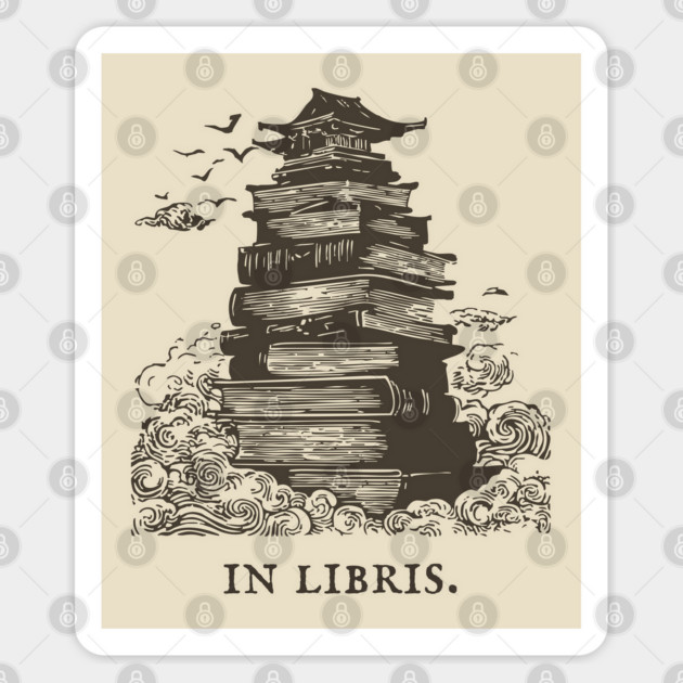 In Libris Tower of Books for the Scholar Sticker by TuncGK