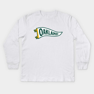 Oakland Pennant - Green Kids Long Sleeve T-Shirt