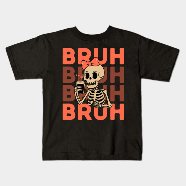 Cute Skeleton Girl Halloween Kids T-Shirt by The WYLD Tribe