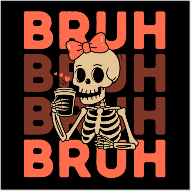 Cute Skeleton Girl Halloween Wall Art by The WYLD Tribe