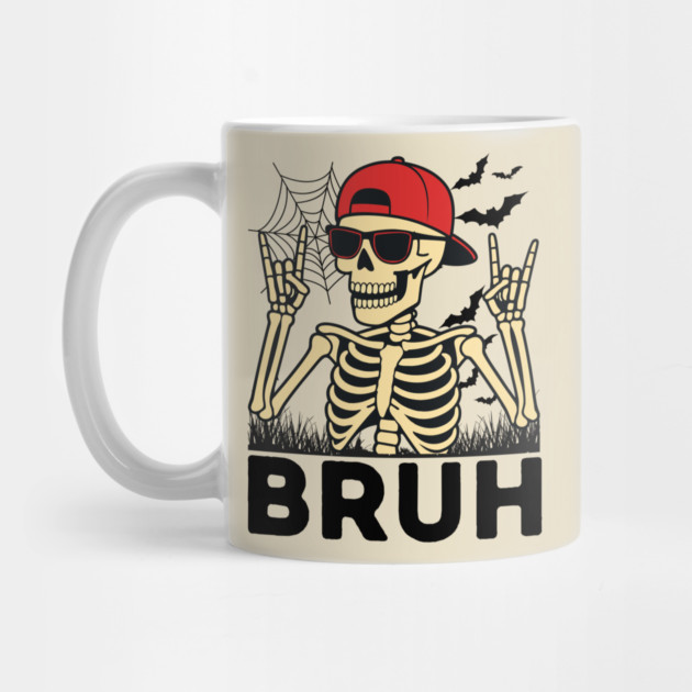 Bruh Rock On Skeleton Halloween by The WYLD Tribe