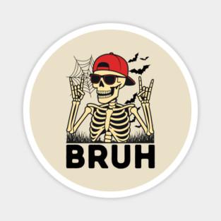 Bruh Rock On Skeleton Halloween Magnet