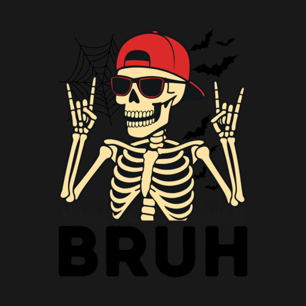 Bruh Rock On Skeleton Halloween by The WYLD Tribe