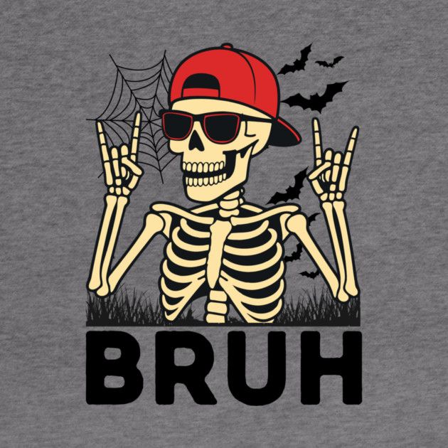 Bruh Rock On Skeleton Halloween by The WYLD Tribe
