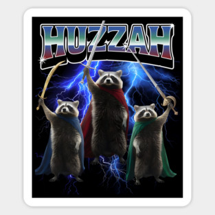 Huzzah Raccoons Bootleg Knights with Swords design Sticker