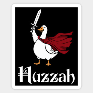Huzzah Funny White Porch Goose Knight with Sword, Cape Sticker
