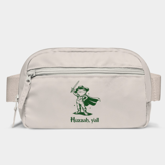 Funny Frog in Overalls Cheering Huzzah, Y'all! vintage retro design by Luxinda