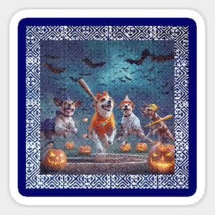 Tribal Home Run under Spooky Skies – Dogs’ Halloween Baseball Glow Magnet