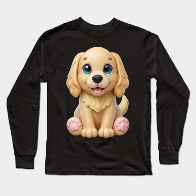 Golden Retriever Cocker Spaniel Mix Sticker – Cute Puppy Art Long Sleeve T-Shirt by IamActiveDog