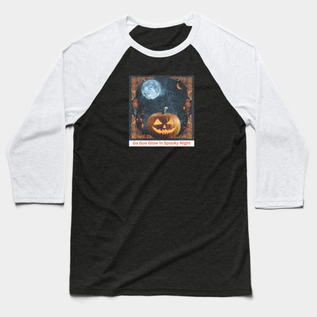 Ga Gue Glow in Spooky Night – Hmong Spiral Spirit Pumpkin Baseball T-Shirt by Pimcolle