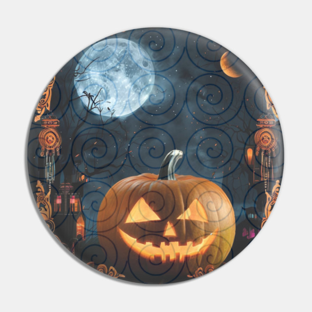 Ga Gue Glow in Spooky Night – Hmong Spiral Spirit Pumpkin Pin by Pimcolle