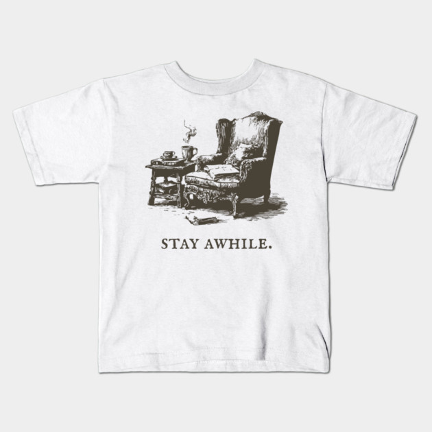 Cozy Reading Nook Invitation to Stay Awhile Kids T-Shirt by TuncGK