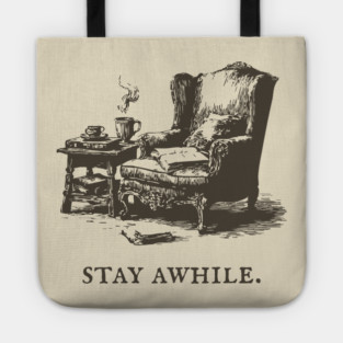 Cozy Reading Nook Invitation to Stay Awhile Tote