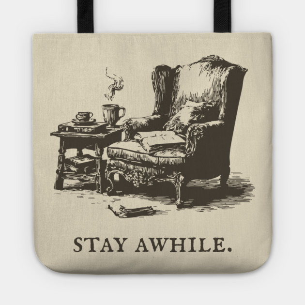 Cozy Reading Nook Invitation to Stay Awhile Tote by TuncGK