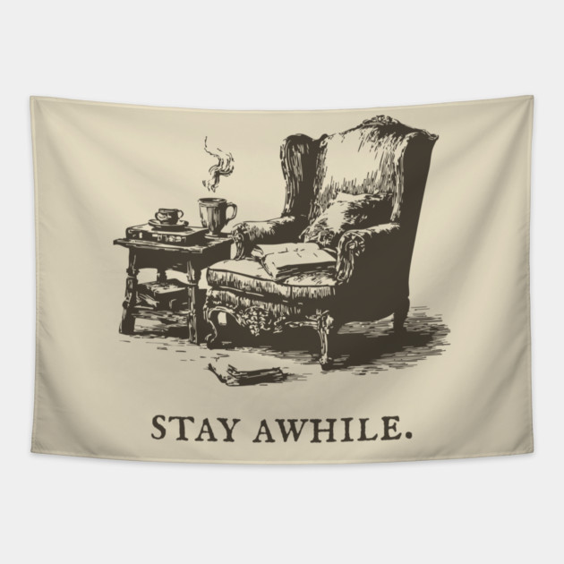 Cozy Reading Nook Invitation to Stay Awhile Tapestry by TuncGK
