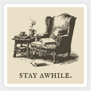Cozy Reading Nook Invitation to Stay Awhile Sticker