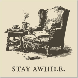 Cozy Reading Nook Invitation to Stay Awhile Posters and Art