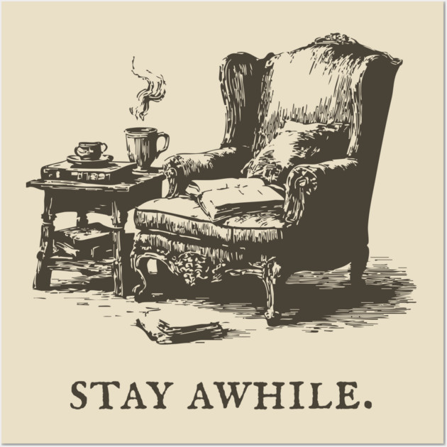 Cozy Reading Nook Invitation to Stay Awhile Wall Art by TuncGK