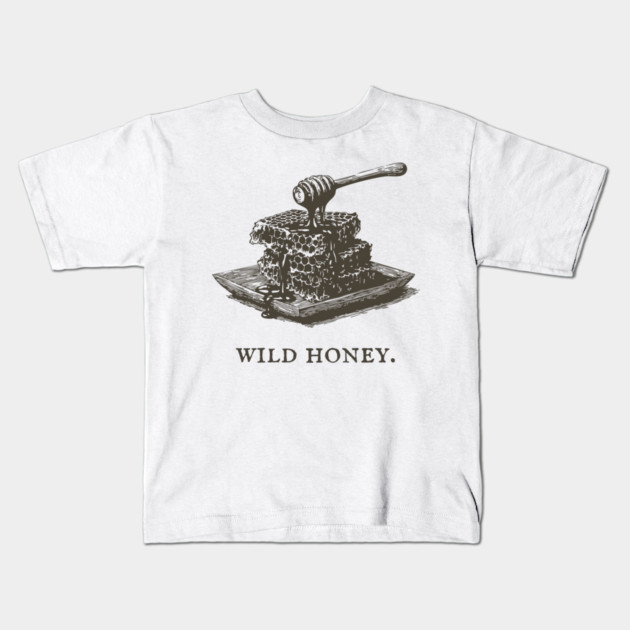 Vintage Wild Honey and Honeycomb Illustration Kids T-Shirt by TuncGK