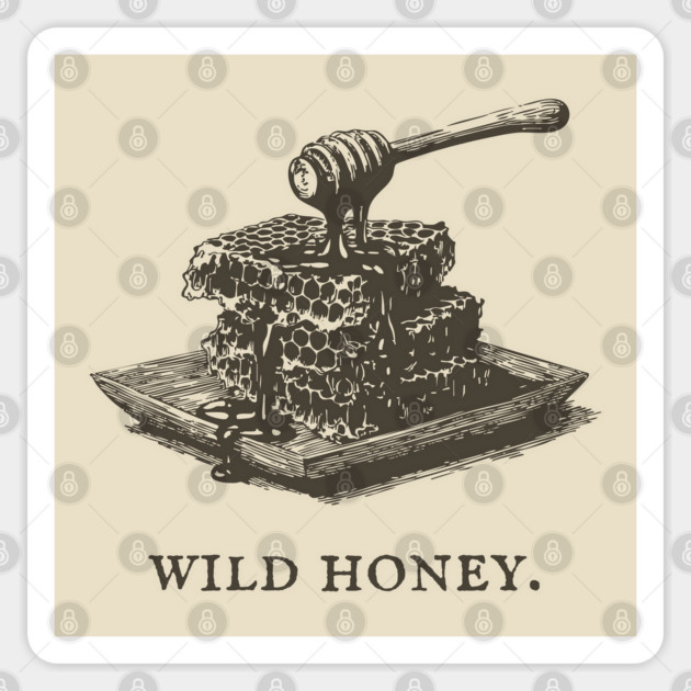 Vintage Wild Honey and Honeycomb Illustration Sticker by TuncGK