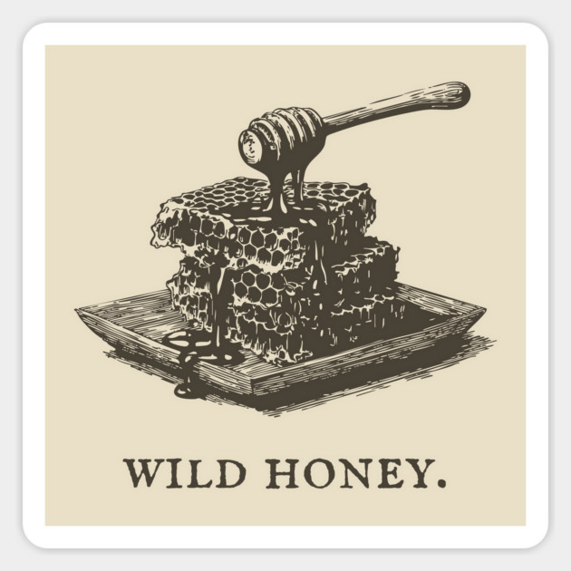 Vintage Wild Honey and Honeycomb Illustration Magnet by TuncGK