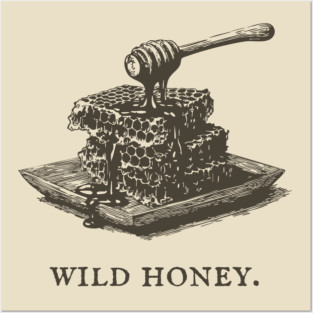 Vintage Wild Honey and Honeycomb Illustration Posters and Art