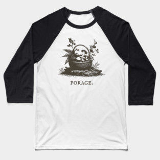 Rustic Forest Foraging Basket Illustration Baseball T-Shirt