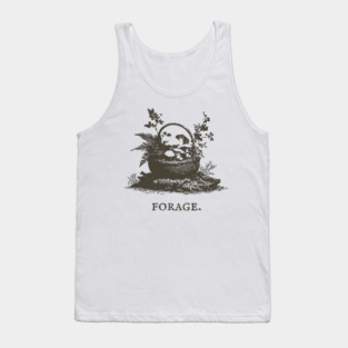 Rustic Forest Foraging Basket Illustration Tank Top