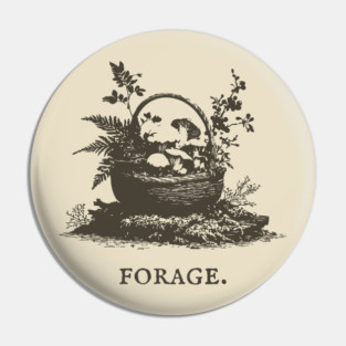 Rustic Forest Foraging Basket Illustration Pin