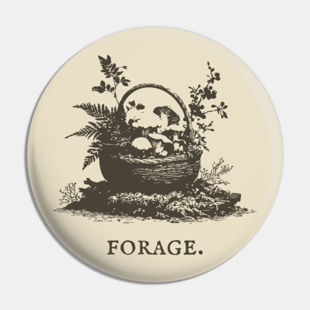 Rustic Forest Foraging Basket Illustration Pin by TuncGK