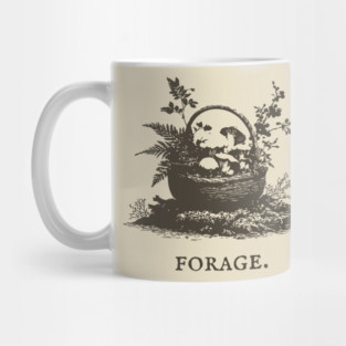 Rustic Forest Foraging Basket Illustration Mug