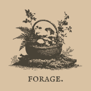 Rustic Forest Foraging Basket Illustration T-Shirt