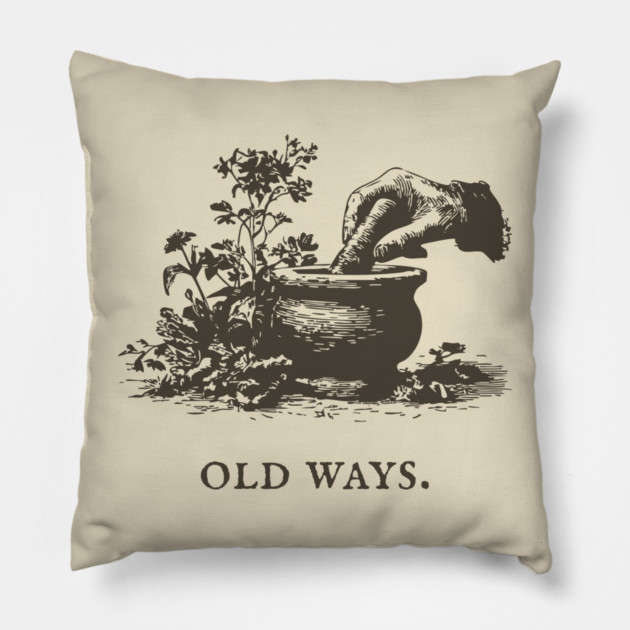 Traditional Mortar and Pestle Old Ways Illustration Pillow by TuncGK