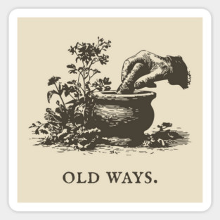 Traditional Mortar and Pestle Old Ways Illustration Sticker