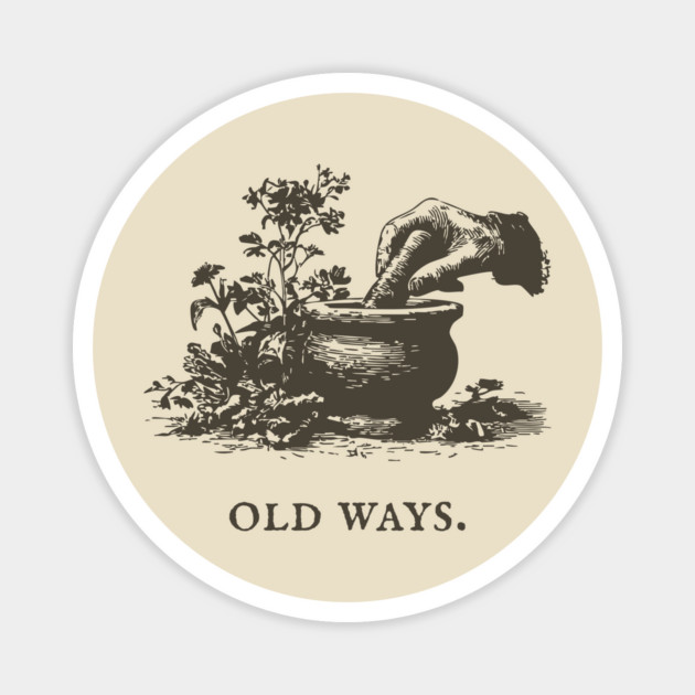 Traditional Mortar and Pestle Old Ways Illustration Magnet by TuncGK