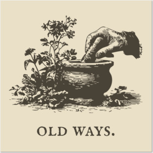 Traditional Mortar and Pestle Old Ways Illustration Posters and Art