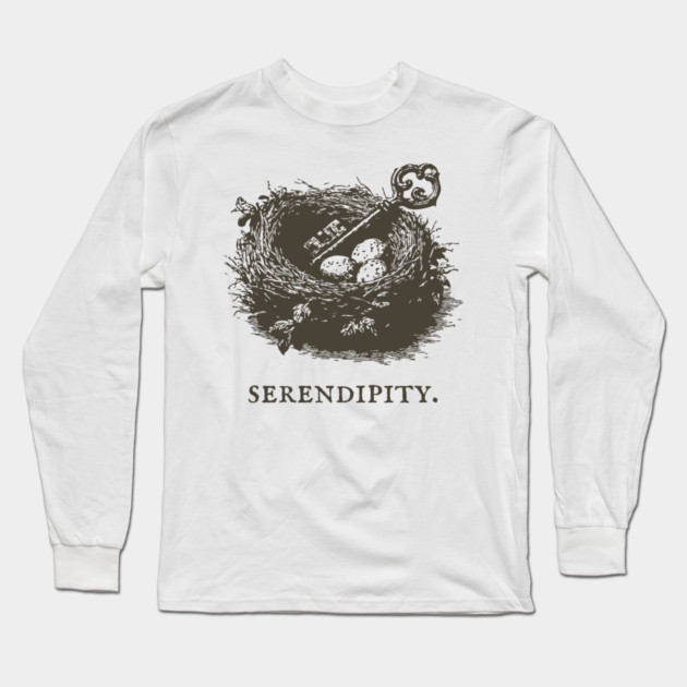 Serendipity Key in a Bird's Nest Illustration Long Sleeve T-Shirt by TuncGK