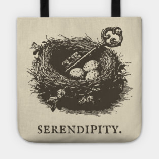 Serendipity Key in a Bird's Nest Illustration Tote